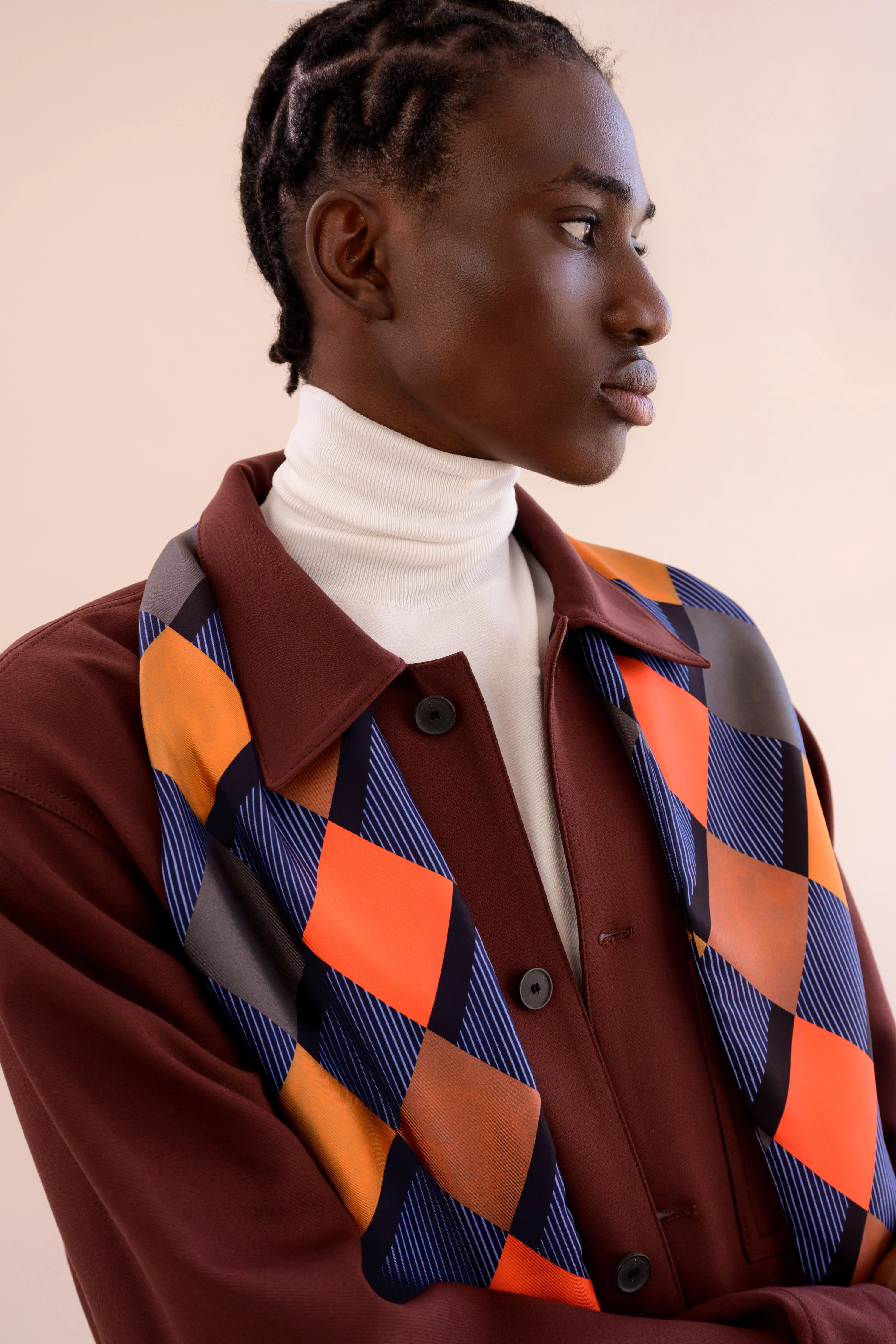 INDIGO HARLEQUIN- DOUBLE SIDED SILK/WOOL SCARF - Image 5