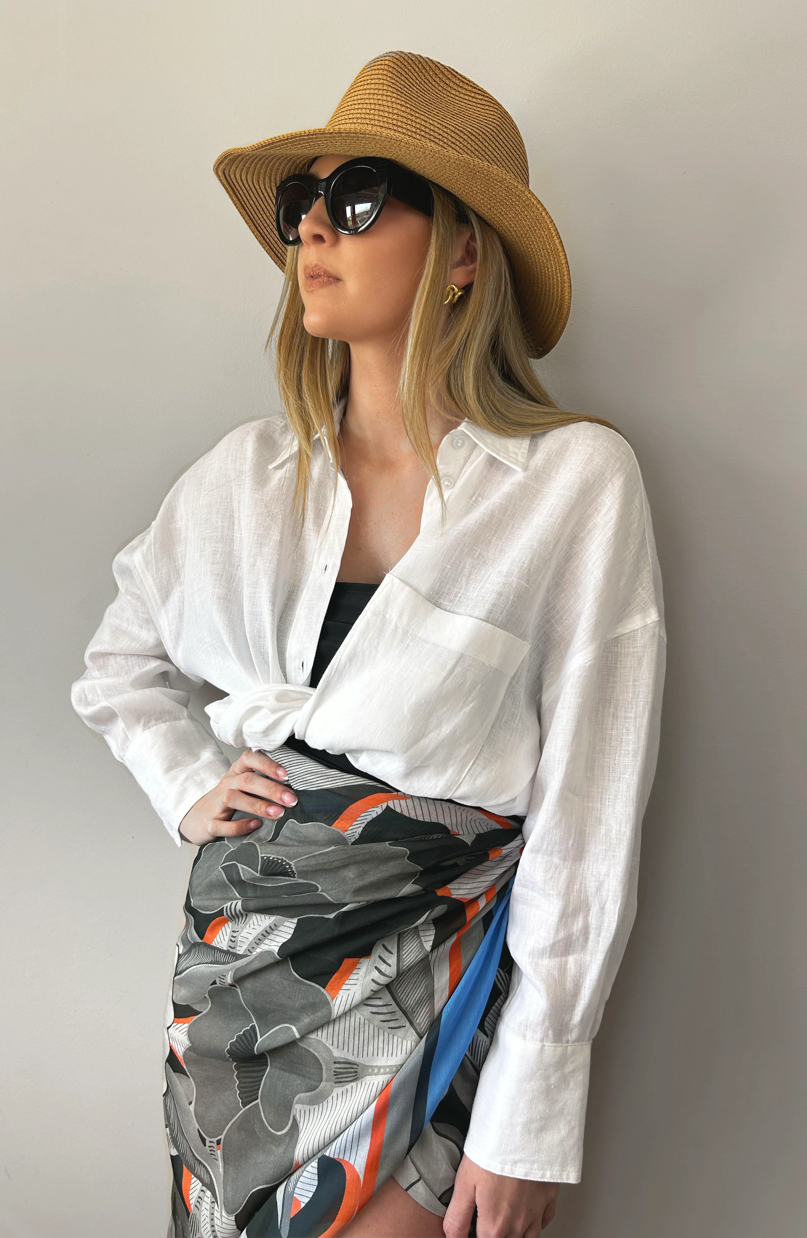 BLOOM WITH GRACE BLUE SILK/COTTON SCARF - Image 4