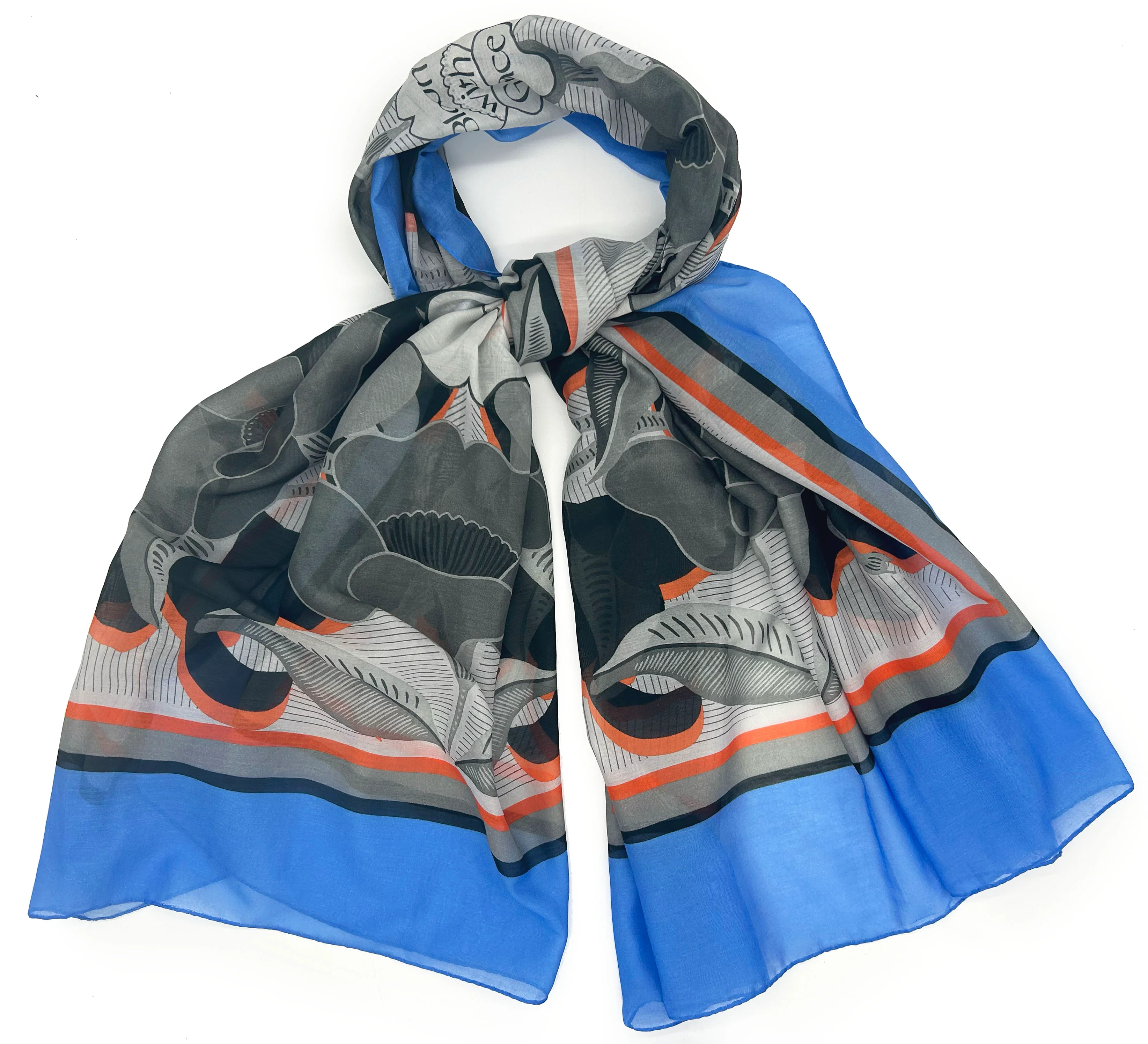 BLOOM WITH GRACE BLUE SILK/COTTON SCARF - Image 5