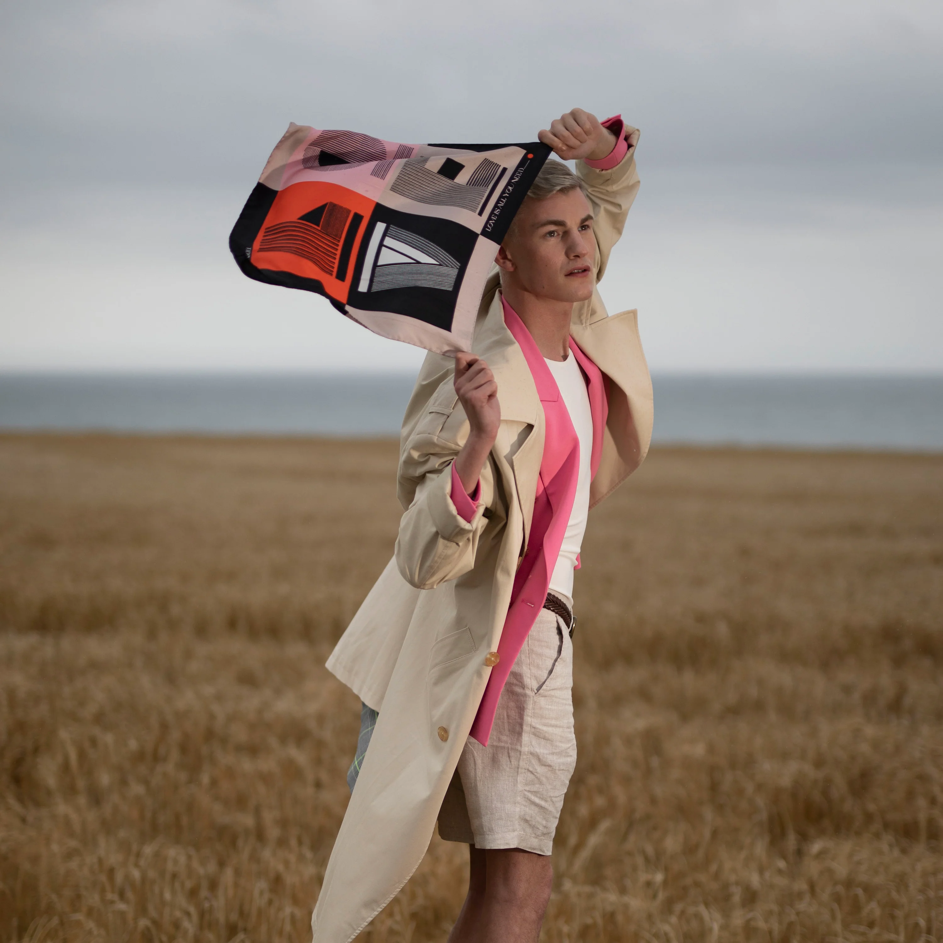 LOVE IS ALL YOU NEED - SILK POCKETSQUARE/NECKERCHIEF - Image 3