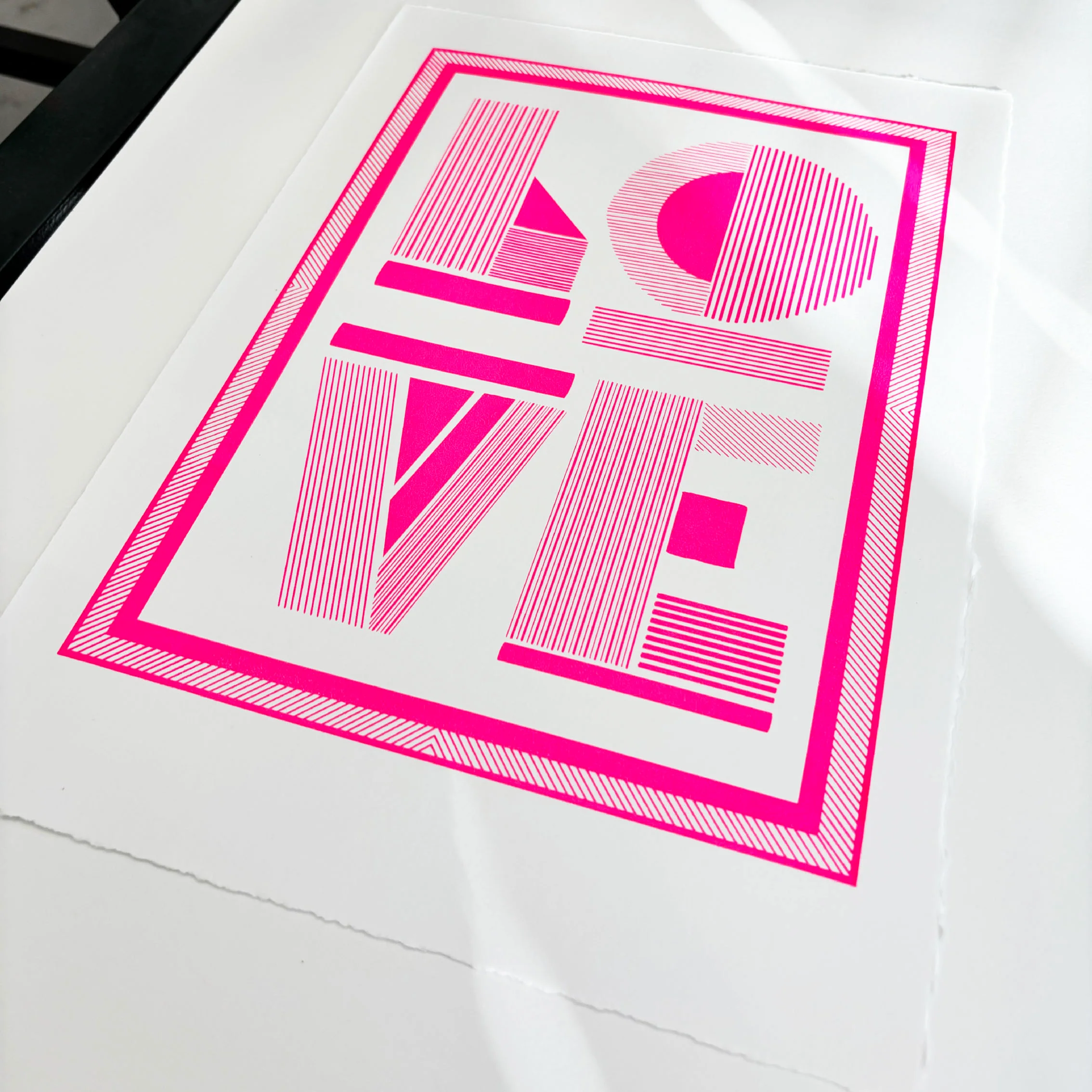 "LOVE" NEON PINK SCREEN PRINT - Image 3