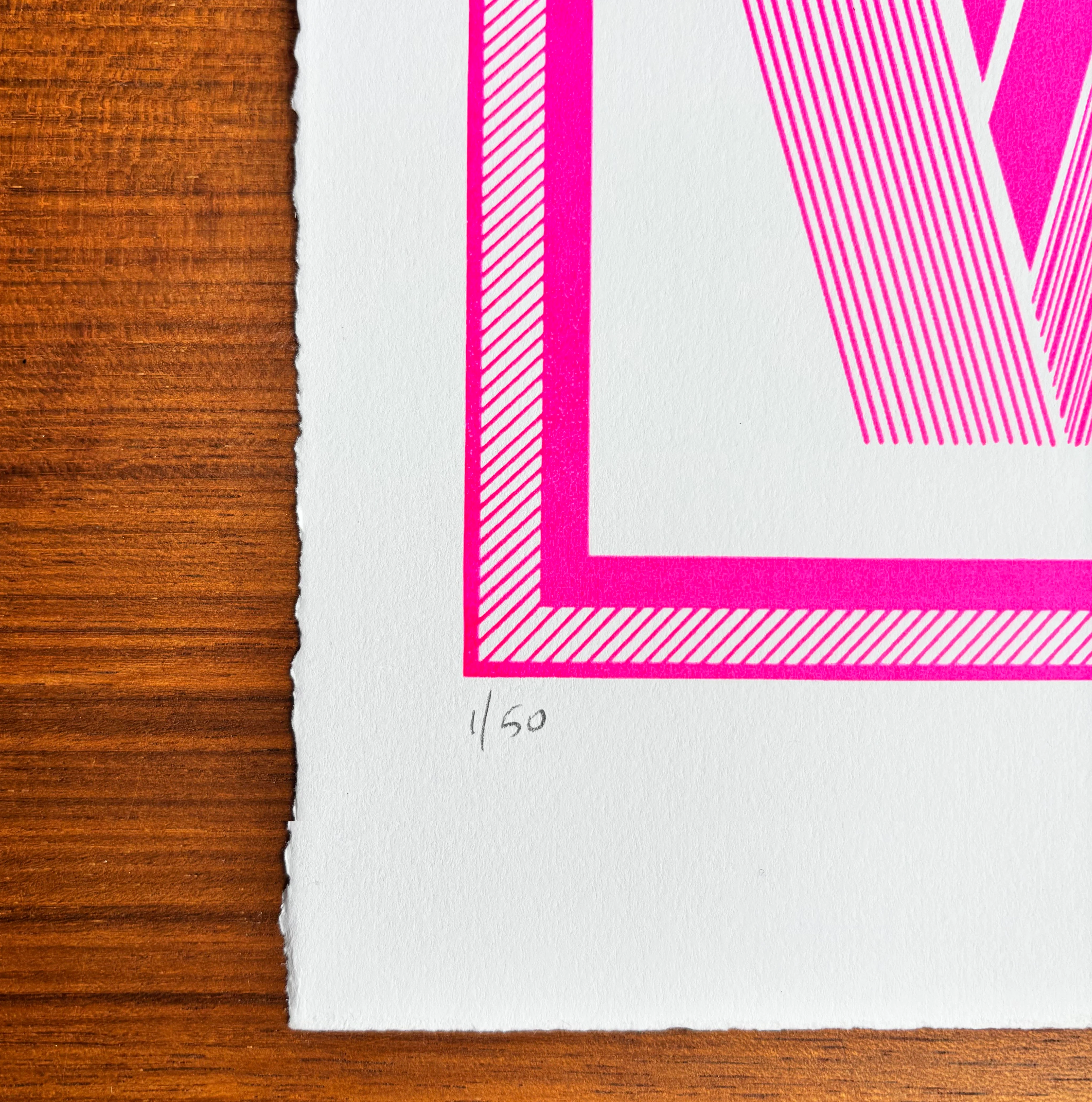 "LOVE" NEON PINK SCREEN PRINT - Image 4